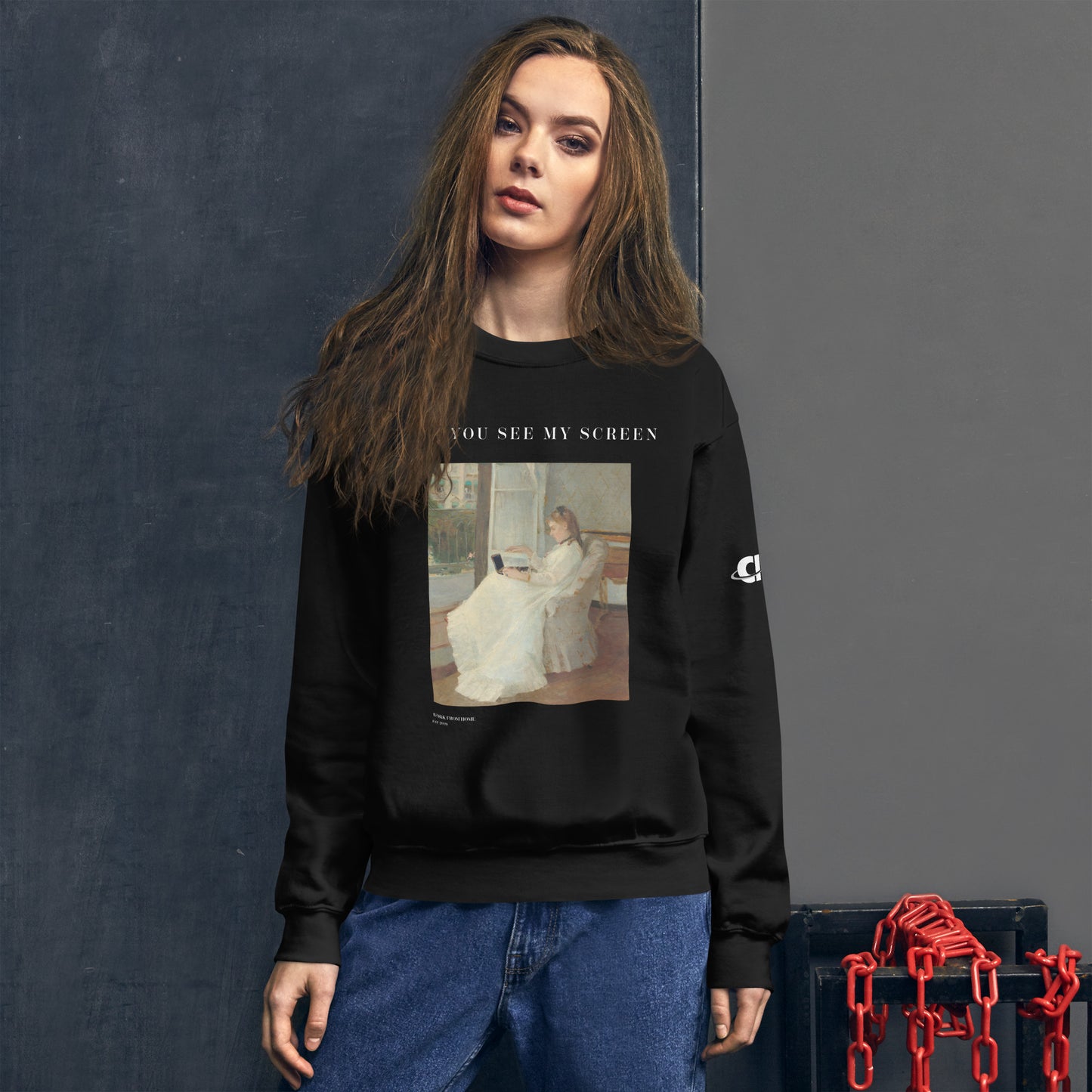 The Artist's Sister at Work Unisex Sweatshirt (White Text)