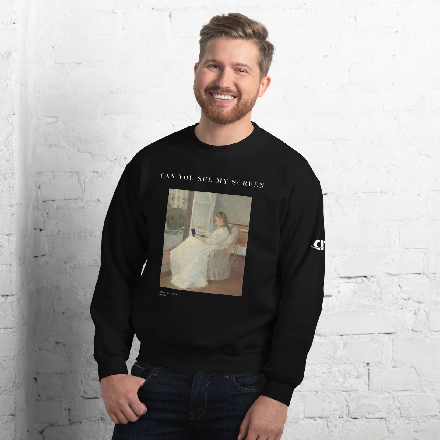 The Artist's Sister at Work Unisex Sweatshirt (White Text)