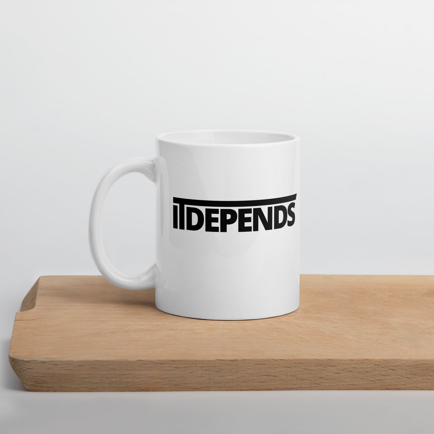 It Depends White glossy mug